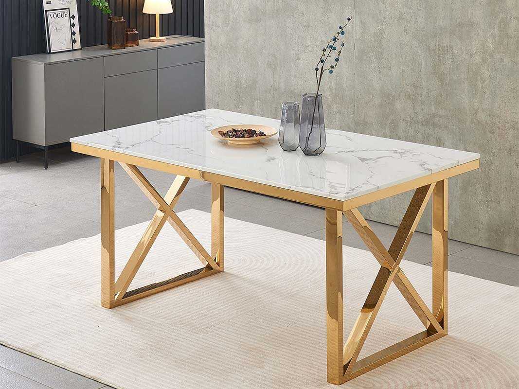 Table à manger GAPPA rectangulaire pied doré livraison gratuite