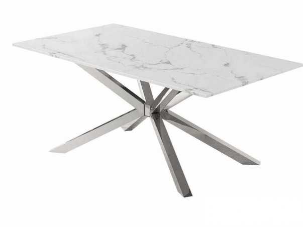 Table salle à manger Fondy marbre pied argent 180 CM Livraison gratuite