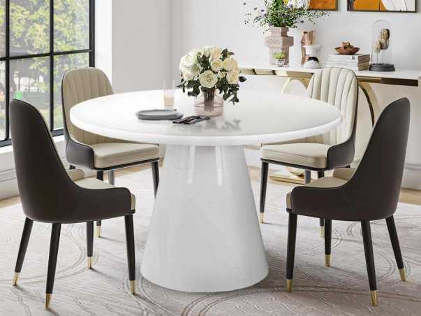 Table ronde Milano  bois laqué blanc livraison gratuite sous 5 jours