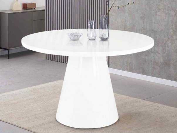 Table ronde Milano  bois laqué blanc livraison gratuite sous 5 jours
