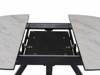 Table Ronde Bilbao extensible couleur blanc marbre livraison gratuite sous 5 jours